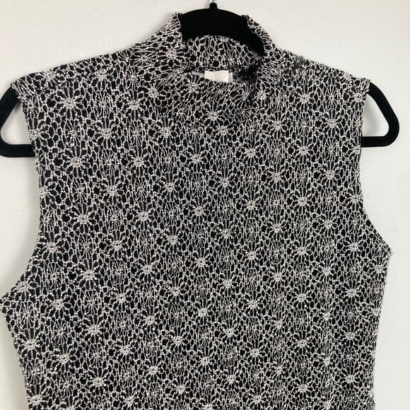 Vintage Womens L Black Lace Mock Neck Sleeveless Top Whimsigoth Dark Fairy Goth - Picture 3 of 9